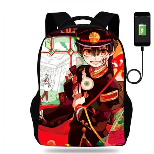 Anime Toilet-Bound Hanako kun Backpack Boy Girl School Bag Kid Teenager USB Charging Travel Backpack Men Women Schoolbag Mochila
