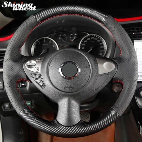 Shining wheat PU Carbon Fiber Leather Steering Wheel Cover for Infiniti FX FX35 FX37 FX50 Nissan Juke Maxima 2009-2014 Sentra
