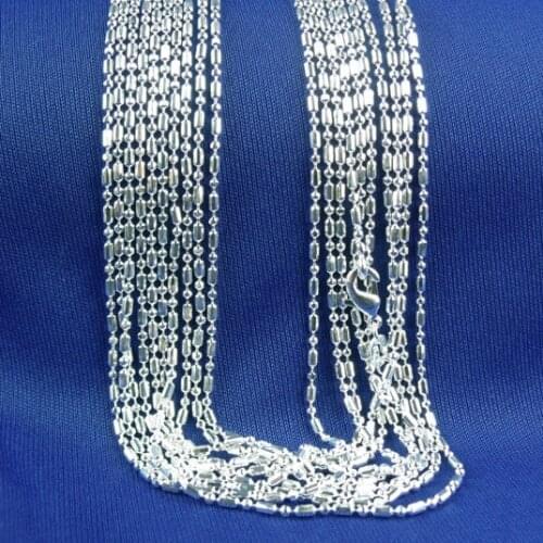 Wholesale lots 10pcs/lot Fashion 1mm Silver Plated Bamboo Chain Necklaces 16"-30" Wholesale Fashion Jewelry Necklace Chains