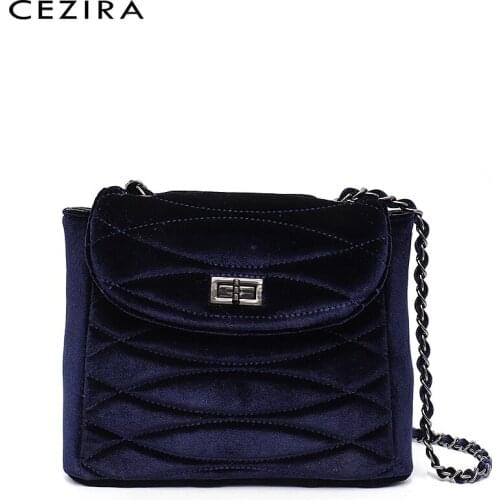 CEZIRA Brand Luxury Velvet Chain Shoulder Bag For Women 2021 PU Leather Fashion Thread Crossbody Handbags Ladies Flap Purse