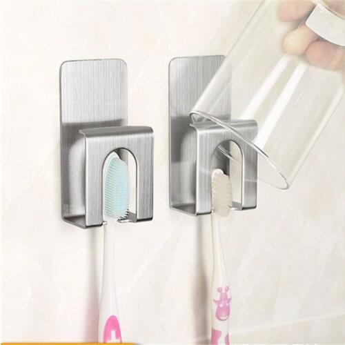 Useful Stainless Steel Toothbrush Holder For Adult Electric Toothbrush Can Be Put Free Of Punching And Paste Installation