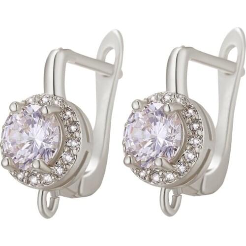 JUYA 2021 New Exquisite Earrings Hooks For Jewelry Making Cubic Zirconia Earring Clasps Connectors Handmade Jewelry Accessories