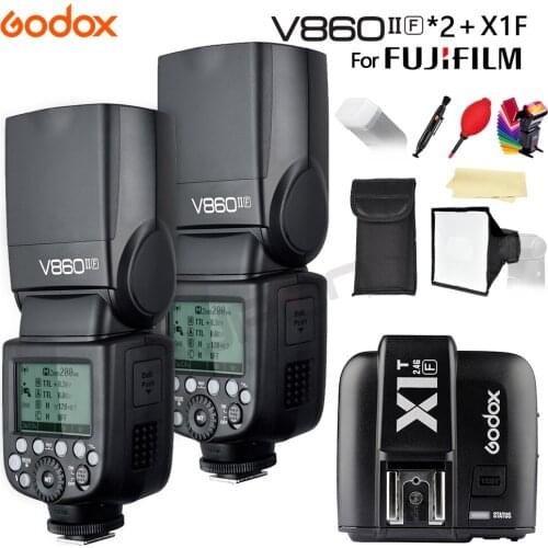Godox V860II 2 * V860II-F GN60 TTL HSS 1/8000S Li-Battery Camera Speedlite Flash + X1T-F Transmitter for Fujifilm X-Pro2/X-Pro1