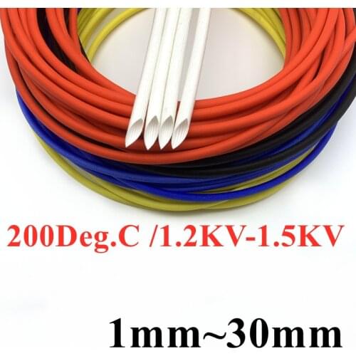 ID 1 ~ 30mm 200 Deg.C Fiberglass Tube Silicone Resin Braided Wire Sleeve Flame Resistant Fiber Glass Insulate Cable Pipe Protect
