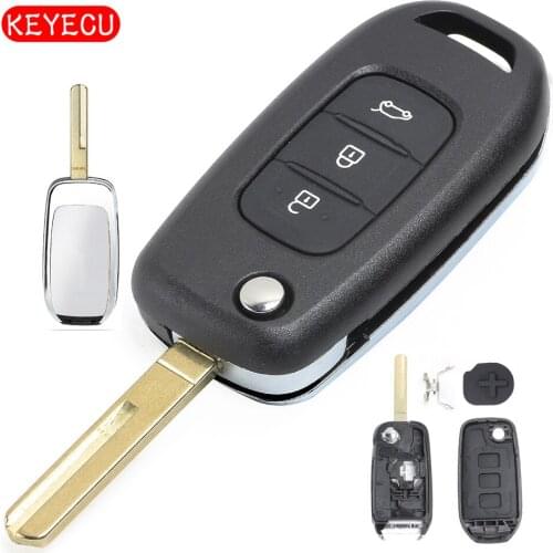 Keyecu Folding Flip Remote Key Shell Case Fob 3 Button for Renault Kadjar Koleos 2017