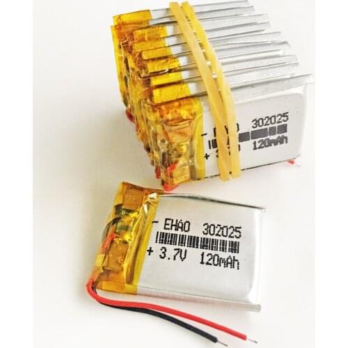 Lot 10 pcs 3.7V 120mAh Lithium Polymer LiPo Rechargeable Battery For Mp3 GPS PSP bluetooth headphone headset smart watch 302025