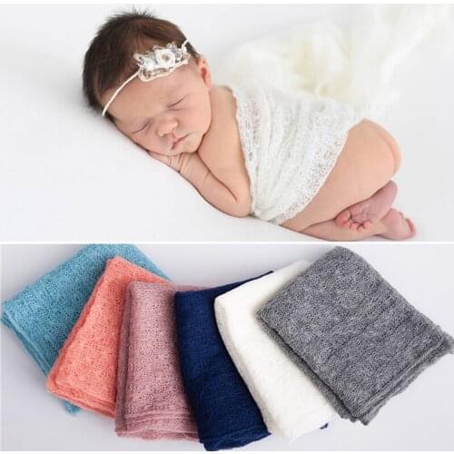 Stretch Mohair Wrap + Headwear For Newborn Photography Props Baby Photo Shoot Accessories Flokati Fotografia Photoshoot Studio