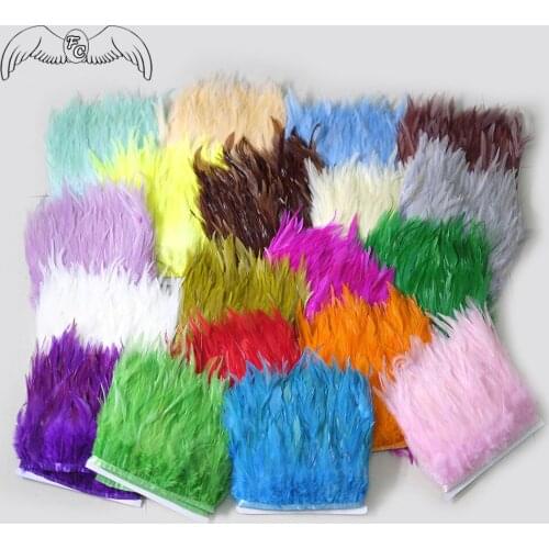 Wholesale 10 Yards 8-15cm Natural Hackle Chicken Feather Trim Rooster Feather Ribbon Fringe For Dress/Skirt/Craft DIY Accessory