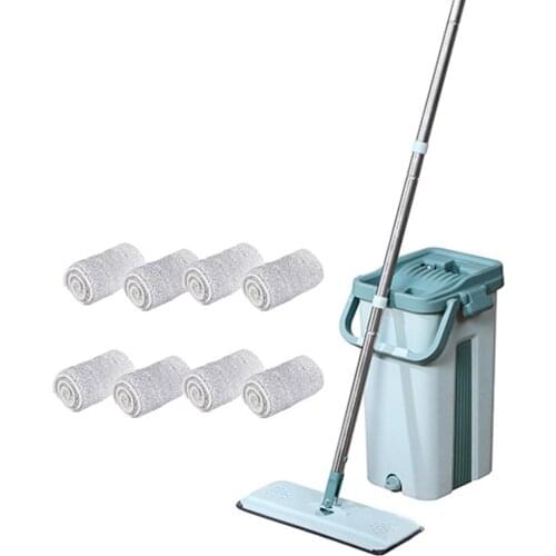 Flat Squeeze Mop And Bucket Hand-Free Wringing Floor Cleaning Mop Dry And Wet Usage Magic Automatic Spin Self Cleaning Lazy Mop