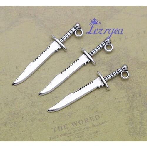 20pcs/lot--10x43mm, Knife chams, Antique silver plated Weapons Sword charms,DIY supplies, Jewelry accessories