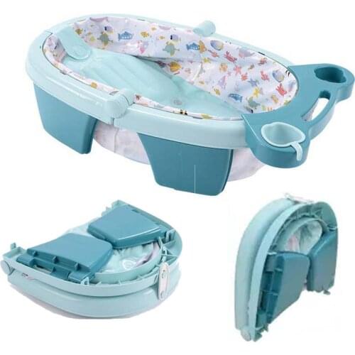 Portable Folding Baby Bath Tub Anti-Slip Bottom Non-Toxic Material Children Inflatable Bathtub Bucket for Infant Bathing 0-2T