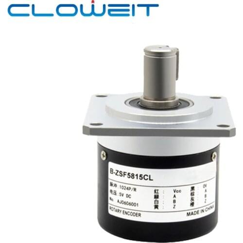 Longwe 58mm Incremental Rotary Encoder 15mm Flange Shaft Photoelectric Optical Switch AB 2 Phases 10-1024-2048-3600 PPR 5-24VDC