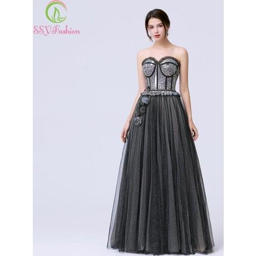 Clearance Black Evening Dress Sexy Sweetheart Sleeveless Lace Appliques with Sequins Long Prom Formal Gown Vestido De Noche