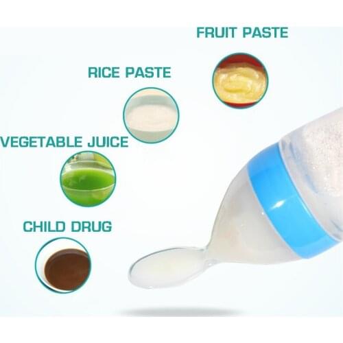 Dropshipping Baby Feeding Bottle 90ML Infant Silicone Spoon Bottle Food Feeder Tool Baby Rice Cereal Weaning Supplement Bottle