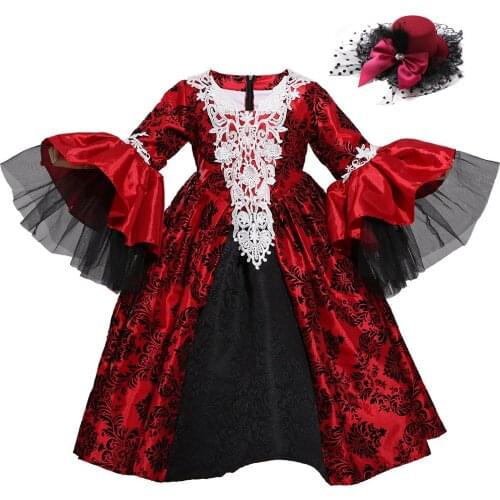 Christmas medieval rococo dress cosplay costume Christmas Marie Antoinette rococo Gown Dress for girls kids