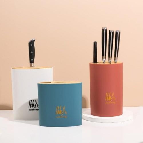 Nordic Art Simple Health Bamboo Wood Cover Knife Holder Kitchen Multi-Function Storage Rack Kitchen Fruit Knife Holder Tool