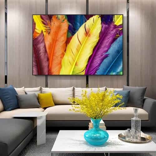 Modern Canvas Art Wall Paintings Beautiful Fashion Colored Feathers Posters And Prints Home Decorative Pictures Cuadros Canvas