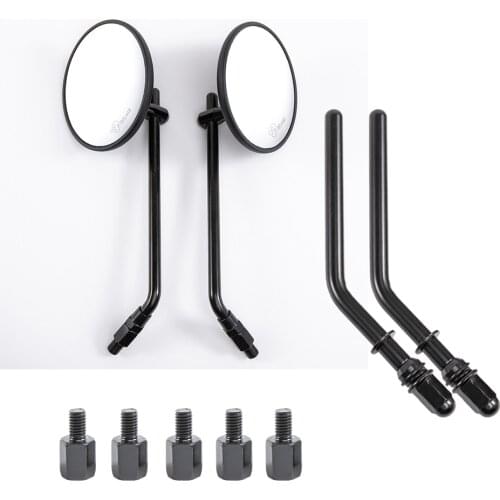 Universal 4" Round Motorcycle Rearview Side Mirrors Classic Retro Mirror for Cruiser Chopper Cafe Racer Sportster Bobber Touring