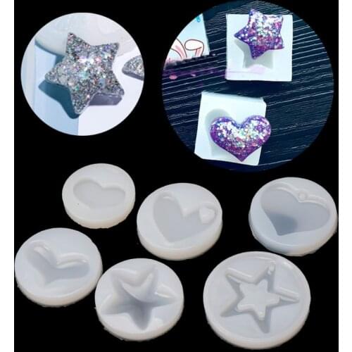 Heart Star Shape Jewelry Mold Silicone Epoxy Resin Casting Pendant Crystal Molds Dried Flower Resin Decorative DIY Hand Crafts