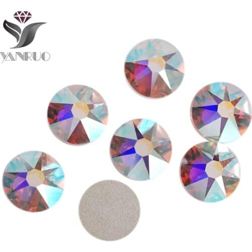 YANRUO 2088NoHF 8big 8 small 16 Cut Crystal AB Non Hot-fix Rhinestone Bling Flat back nails Rhinestone Stones For Decor Clothes
