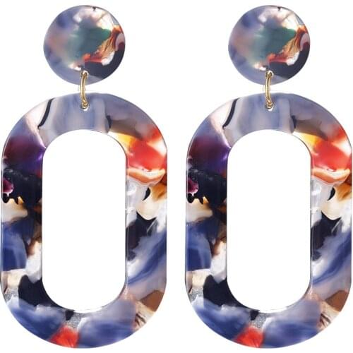 SOHOT New Vintage Women Multicolor Acrylic Geometric Drop Earrings European Brand Popular Charming Thanksgiving Day Lady Gift