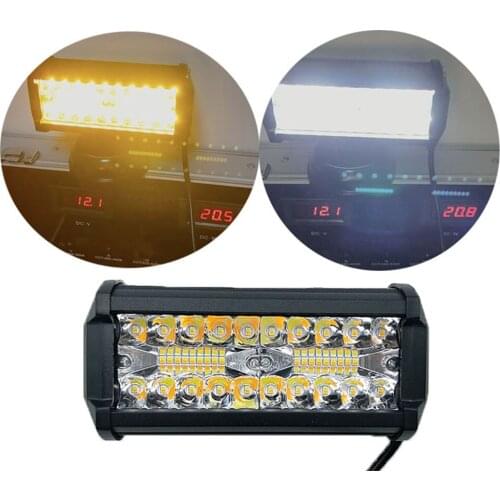1PCS 120W Dual Colors Flashing LED Car Light Spot Flood LED Light Bar 4x4 for Offroad ATV UAZ SUV Tractor Jeep