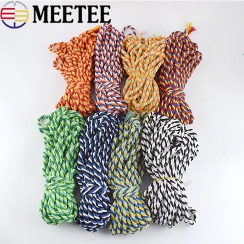 15mx6mm Colored 100% Cotton 3 Shares Twisted Cords DIY Craft Rope For Bag Belt Decor Cord Ropes Sewing Accessories KY338