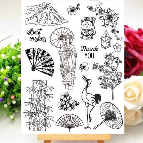 14*18CM Japanese girl Transparent Seal Clear Stamps Silicone Seal Roller Stamps DIY Scrapbook Album / Card Production Easter