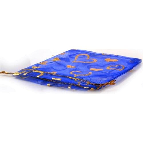 50pcs 13x18 Hot Gold Peach Heart Shaped Gauze Bag Drawstring Rope Eugen Yarn Jewelry Bag Package Box Bags Gift Decoration Supply