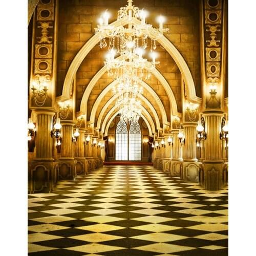 5x7ft Golden Hall Lights Photography Backdrops Photo Props Studio Background