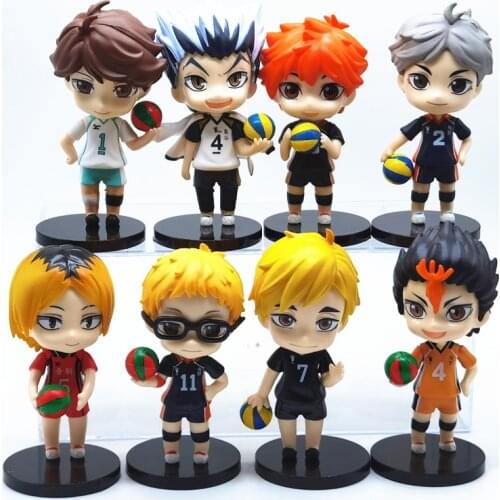 8pcs/set Haikyuu!! Anime Figure Toys Kenma Kozume Shoyo Hinata Kotaru Bokuto Yu Nishinoya Figurine Model Doll Toys