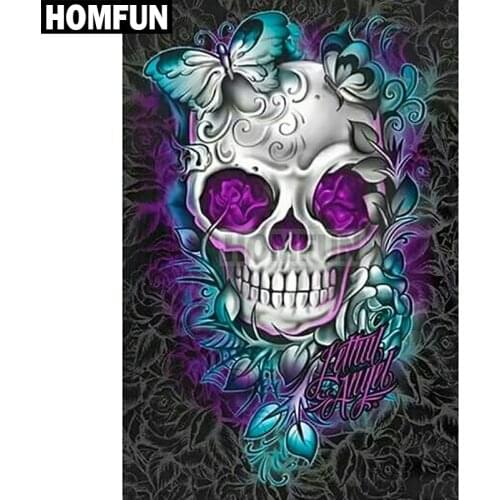 HOMFUN Full Square/Round Drill 5D DIY Diamond Painting "Flower skull" Embroidery Cross Stitch 5D Home Decor Gift A03746