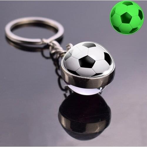 Soccer Glass Ball Keychain Glow in the dark Football Basketball Baseball Volleyball Tennis Rugby Softball Luminous Glass Keyring