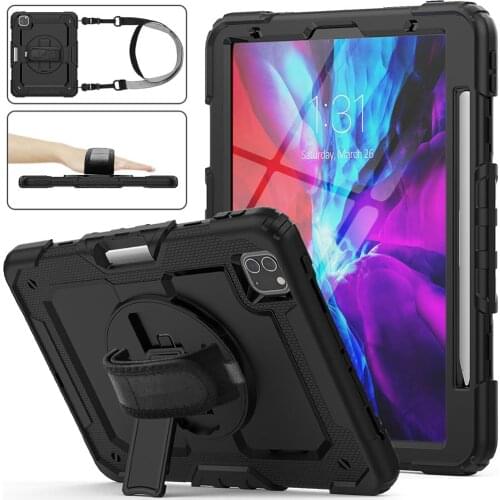 HXCASE for iPad Pro 11 Case 2020 with 360 rotation Hand Strap&Kickstand Silicone Cover for iPad Pro 11 inch 2020