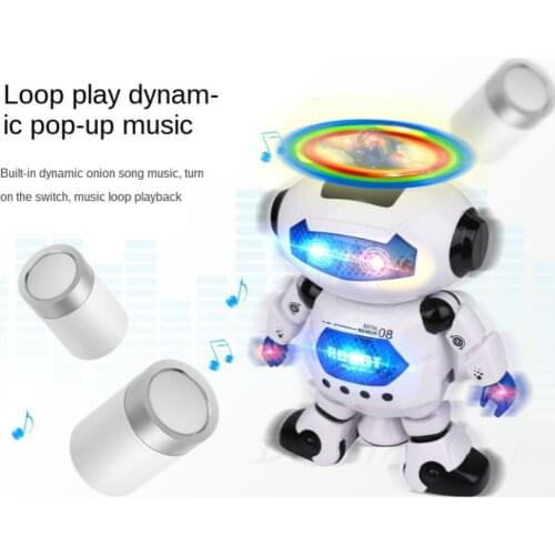 Children Toy Space Dancing Electric Robot 360-degree Rotating Light and Music Infrared Electric Toy for Boy