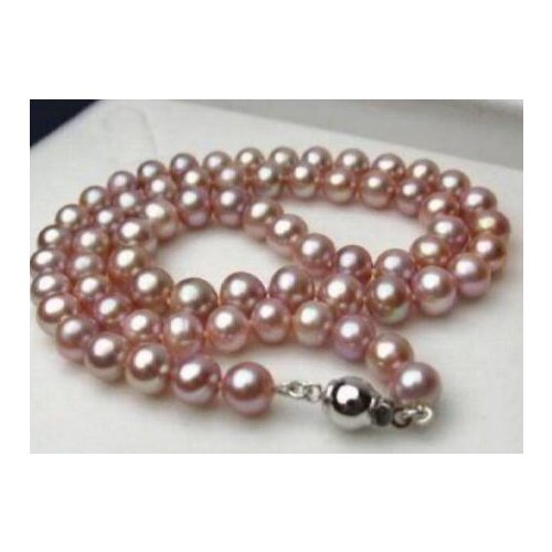 Designer fine jewelry Hot sale new Style 7-8MM Genuine Natural Lavender akoya cultured pearl necklace 17" free shipping