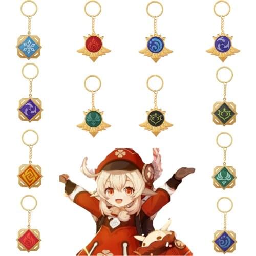 Game Genshin Impact Metal Chaveiro Keychains Eyes Of God 7 Element Vision Water Fashion Jewelry Pendant For Bag Key Car Llaveros