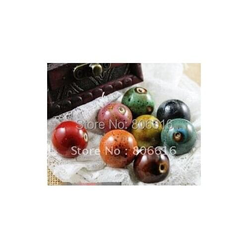 22MM (40PCS mixed color) Ceramic Loose Beads Glass Porcelain Bead Jewelry Accessory