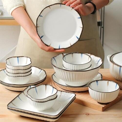 Reactive Dinnerware Set Bowl Soup Bowl Noodle Soup Bowl Ceramic Serving Plate Dinnerware Set Plate Dish Bowl Tableware Set