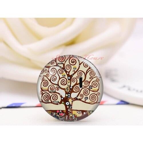 Handmade Round Tree photo glass Cabochons, Jewelry Finding Cameo Pendant Settings, (F878-1475)