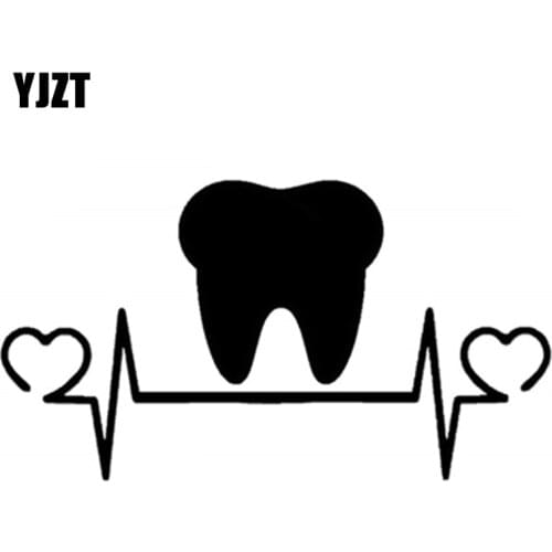 YJZT 20X10.9CM Fashion Tooth TEETH Lifeline Heartbeat Vinyl Decal Car Sticker Black/Silver S8-1427