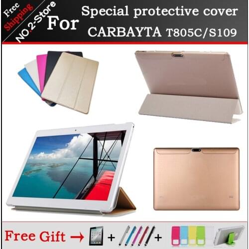 Fashion Ultra thin 3 fold Folio PU leather stand cover case For CARBAYTA T805C S109 10inch tablet ,Multi-color for choose+gift