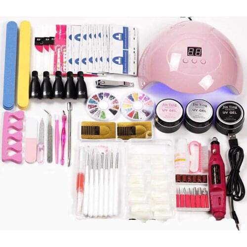 54/72 Pcs/lot Nail Set UV LED Lamp Dryer with Nail Gel Polish Kit Soak Off Manicure Tools Set Electric Nail Drill Nail Tools