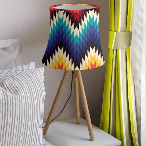 Traditional Aztec Tribal Pattern Table Lamp Barrel Shape Lampshade Modern Mini Chandelier Home Decor Shade Lampshell Removeable