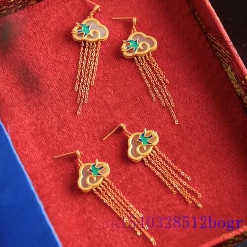 Jade Swallow Ear Studs Chalcedony Jewelry Fashion Gifts Earrings White Gemstone Amulet 925 Silver Bird Zircon Natural Women