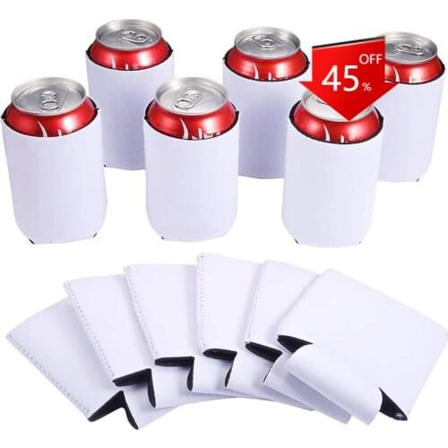 10pcs Neoprene Personalized Sublimation Can Cooler Covers Foldable Insulators Beer Holders Fit for 12oz Slim Drink Beer Cans