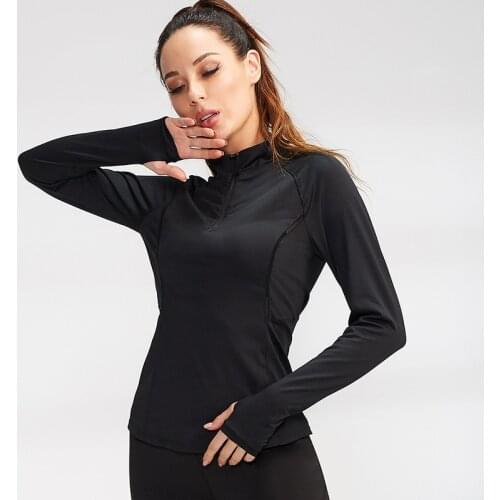 New Stand Zipper Running Jacket Women Long Sleeve Sweatshirt Sportswear Fitness Tracksuits Sport Top Yoga Training Clothing