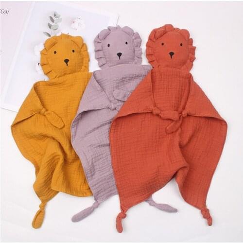 New Cartoon Lion Newborn Baby Soothing Towel Soft Cotton Baby Boy Girl Sleeping Dolls Infant Toddler Sleeping Toy Gift