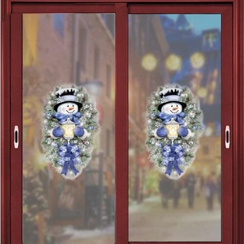Christmas Window Stickers Self-Adhesive Electrostatic Snowman Old Home Glass Windows Showcase Three-Dimensional Wallpaper Decor