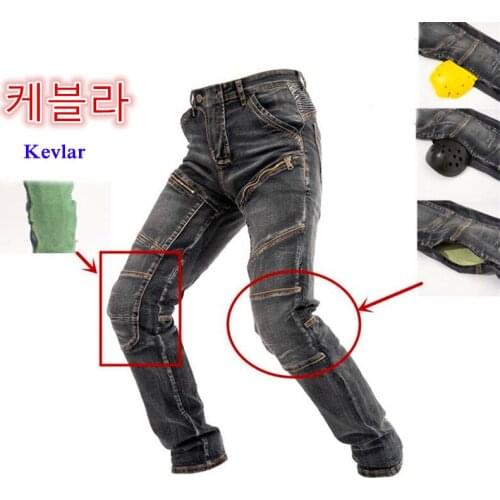 New Aramid MOTO pants motorcycle riding cotton jeans four seasons Knight pants anti-fall high elastic pants with 4 knee pads